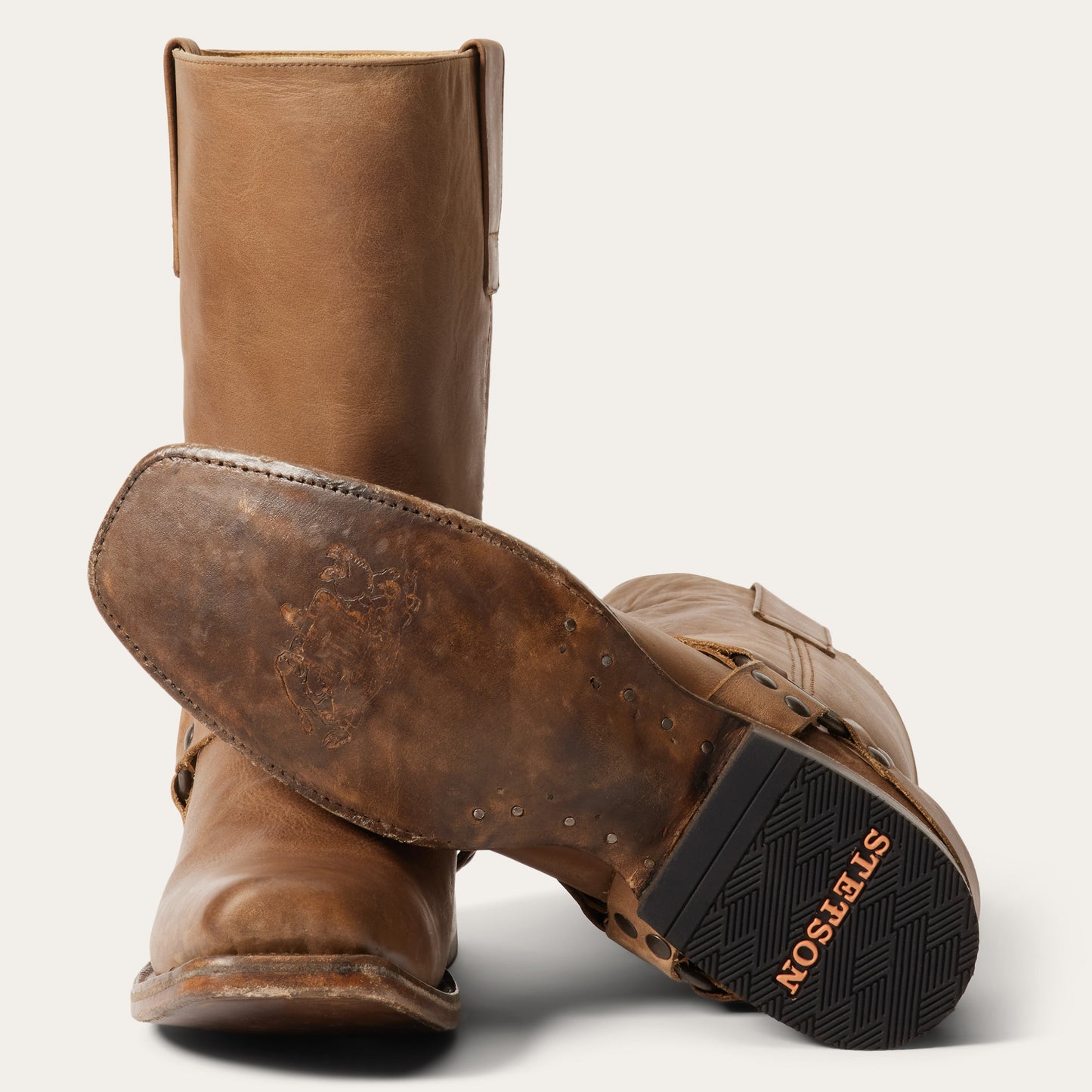 Burnished Vintage Tan Heritage Harness Boots / Stetson