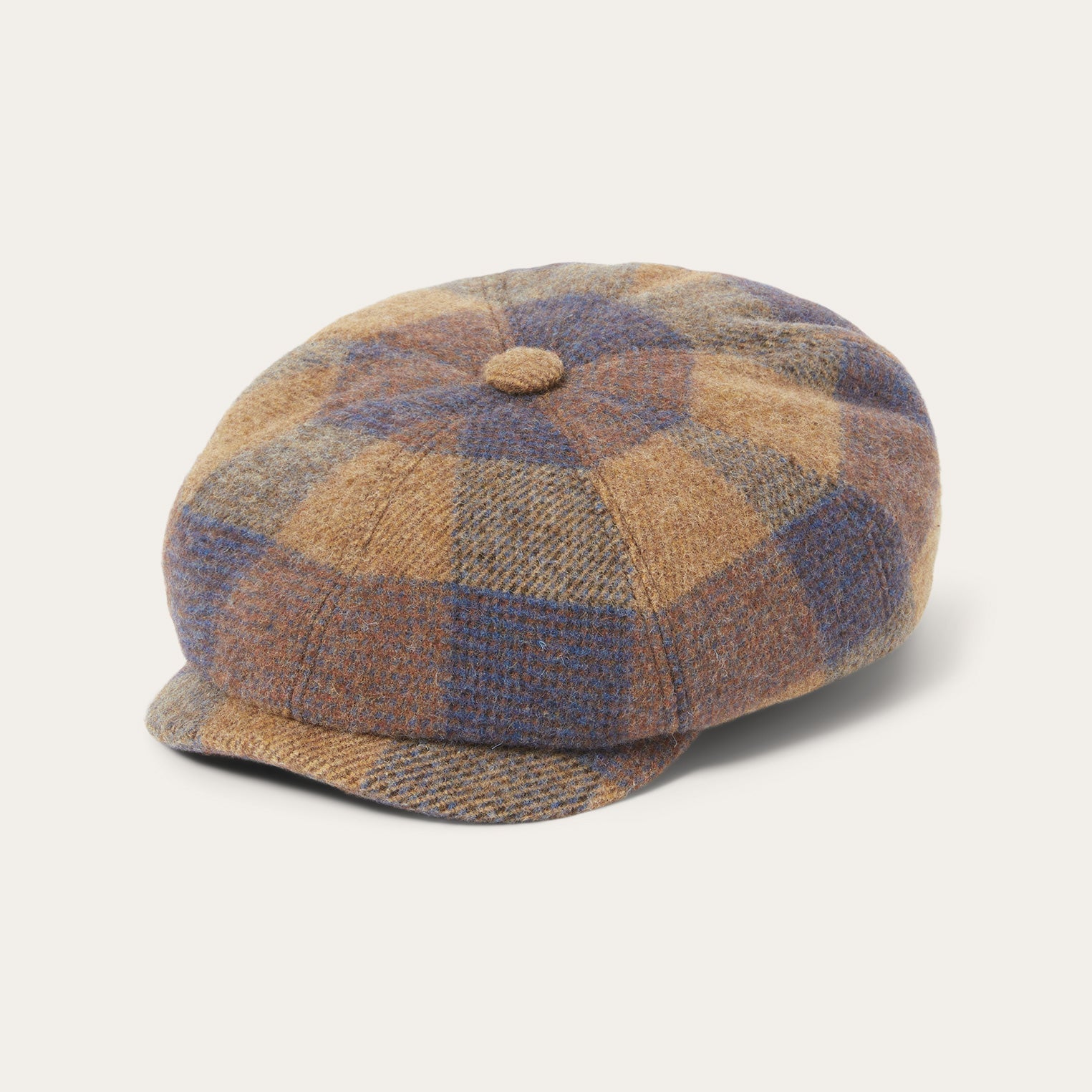 Cognac/Sand/Blue Wool Check Hatteras / Stetson