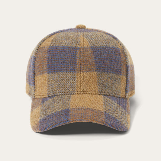Cognac/Sand/Blue Wool Check Baseball Cap / Stetson