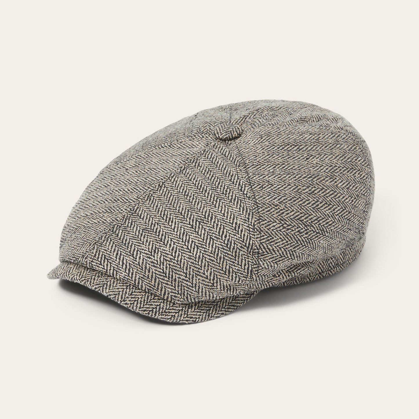 Black/Brown Herringbone Silk Six-Panel Cap / Stetson