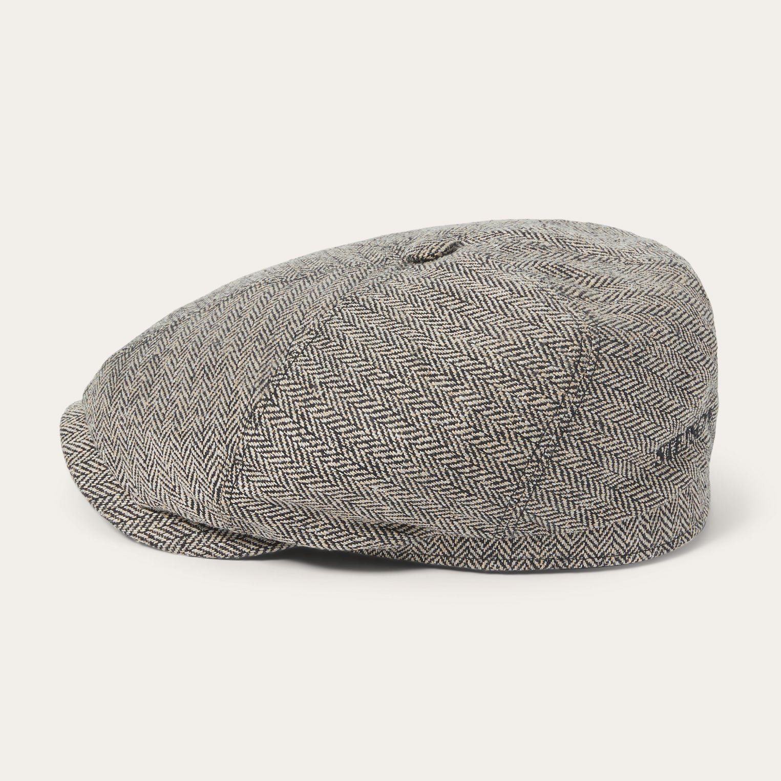 Black/Brown Herringbone Silk Six-Panel Cap / Stetson