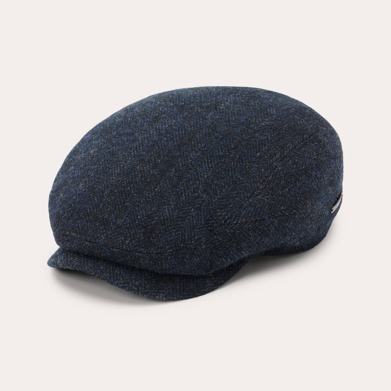 Dark Navy Herringbone Wool Herringbone Driver Cap / Stetson