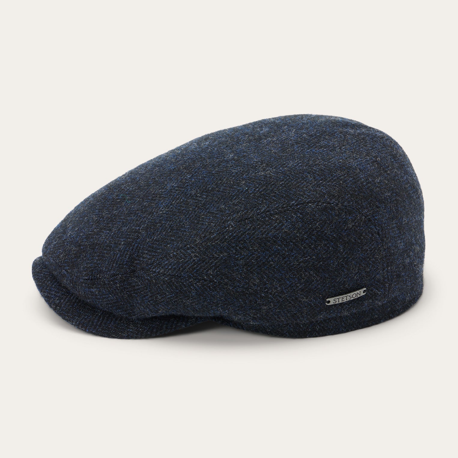 Dark Navy Herringbone Wool Herringbone Driver Cap / Stetson