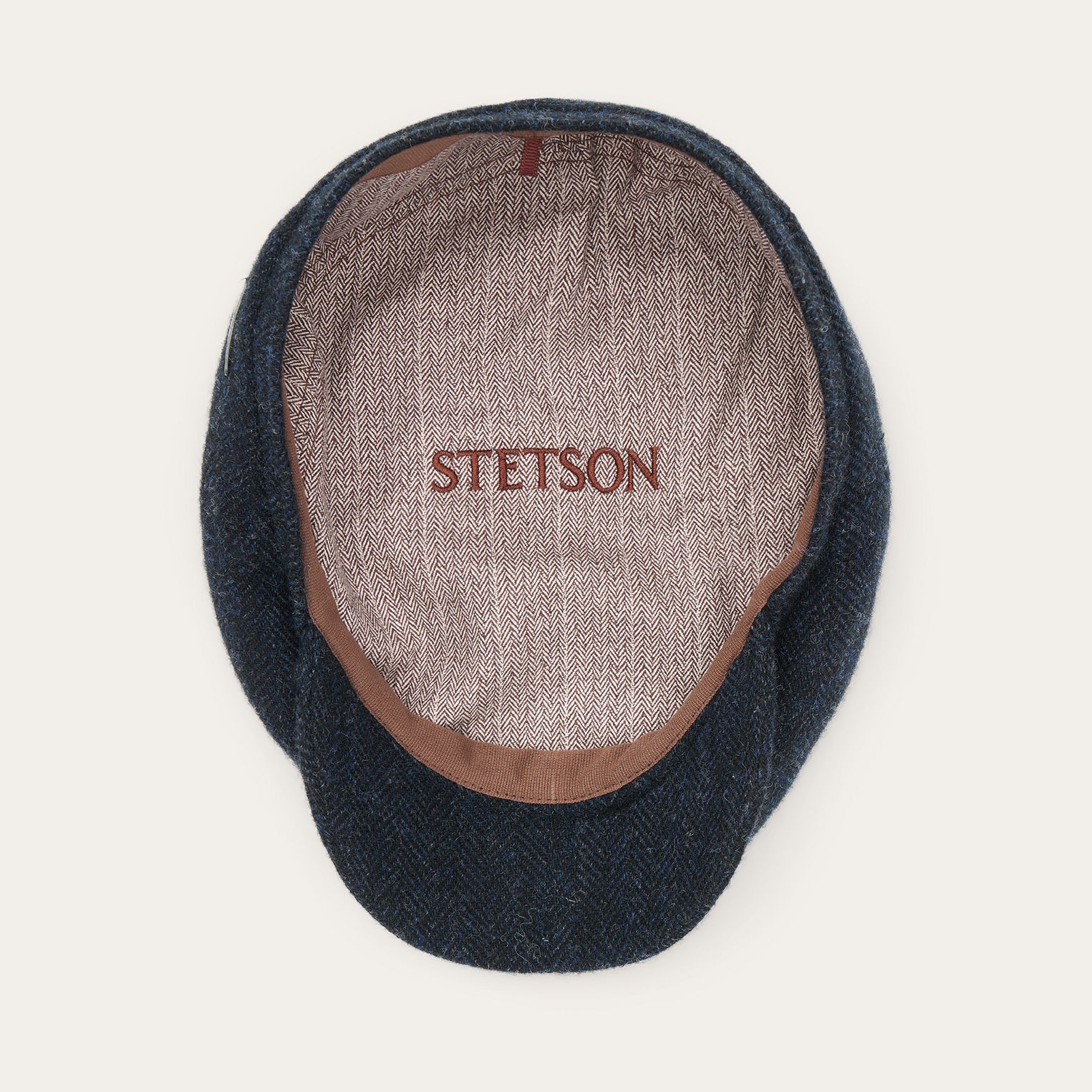 Dark Navy Herringbone Wool Herringbone Driver Cap / Stetson