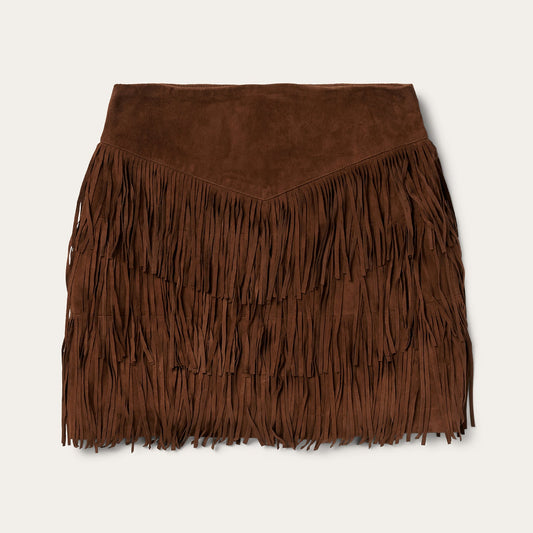 Brown Lamb Suede Fringe Mini Skirt / Stetson