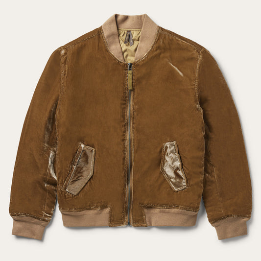 Copper Embroidered Velvet Bomber Jacket / Stetson