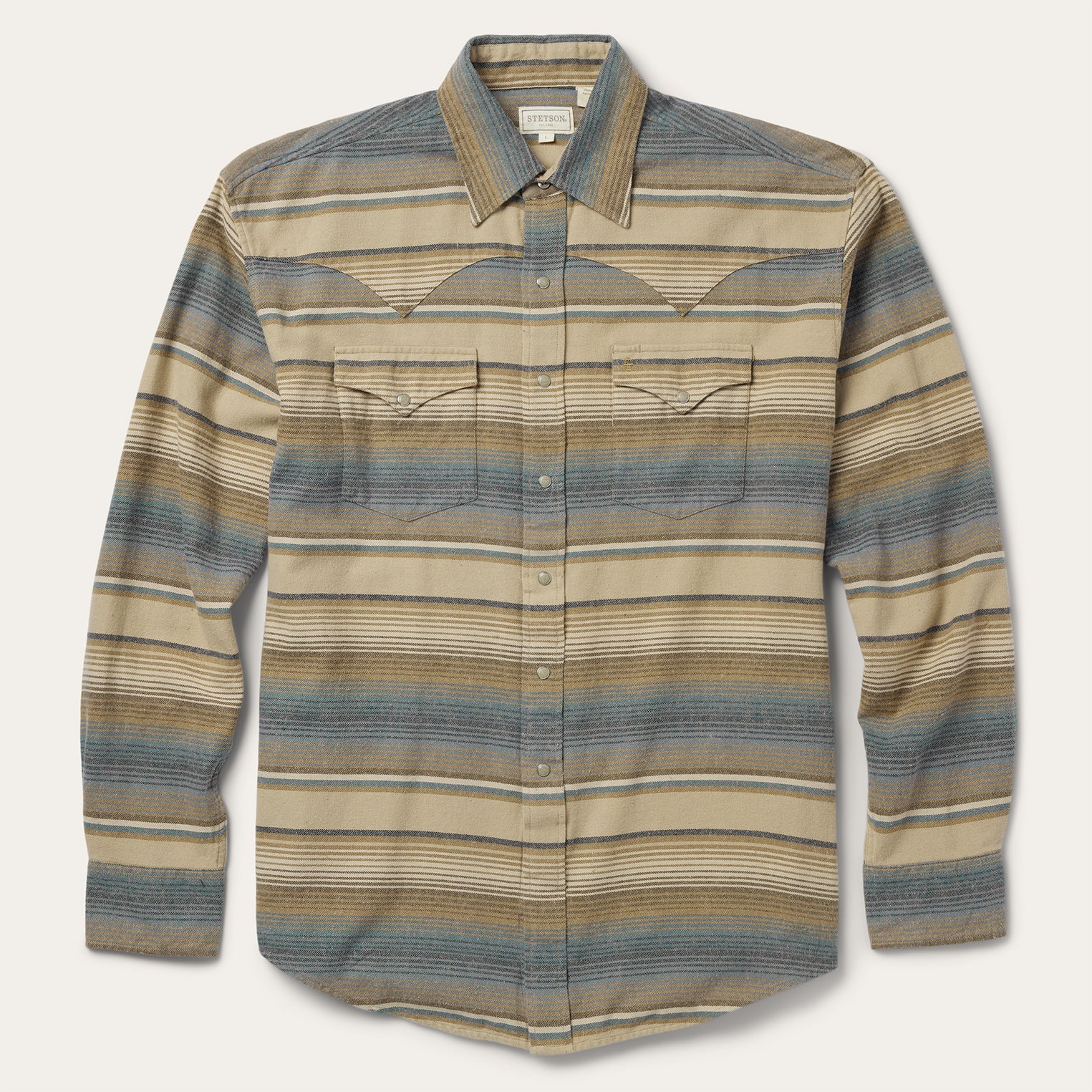 Blue Blue Stripe Flannel Western Shirt / Stetson