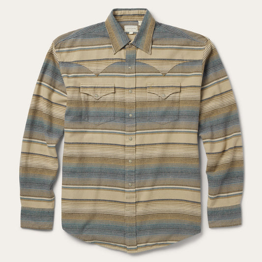 Blue Blue Stripe Flannel Western Shirt / Stetson
