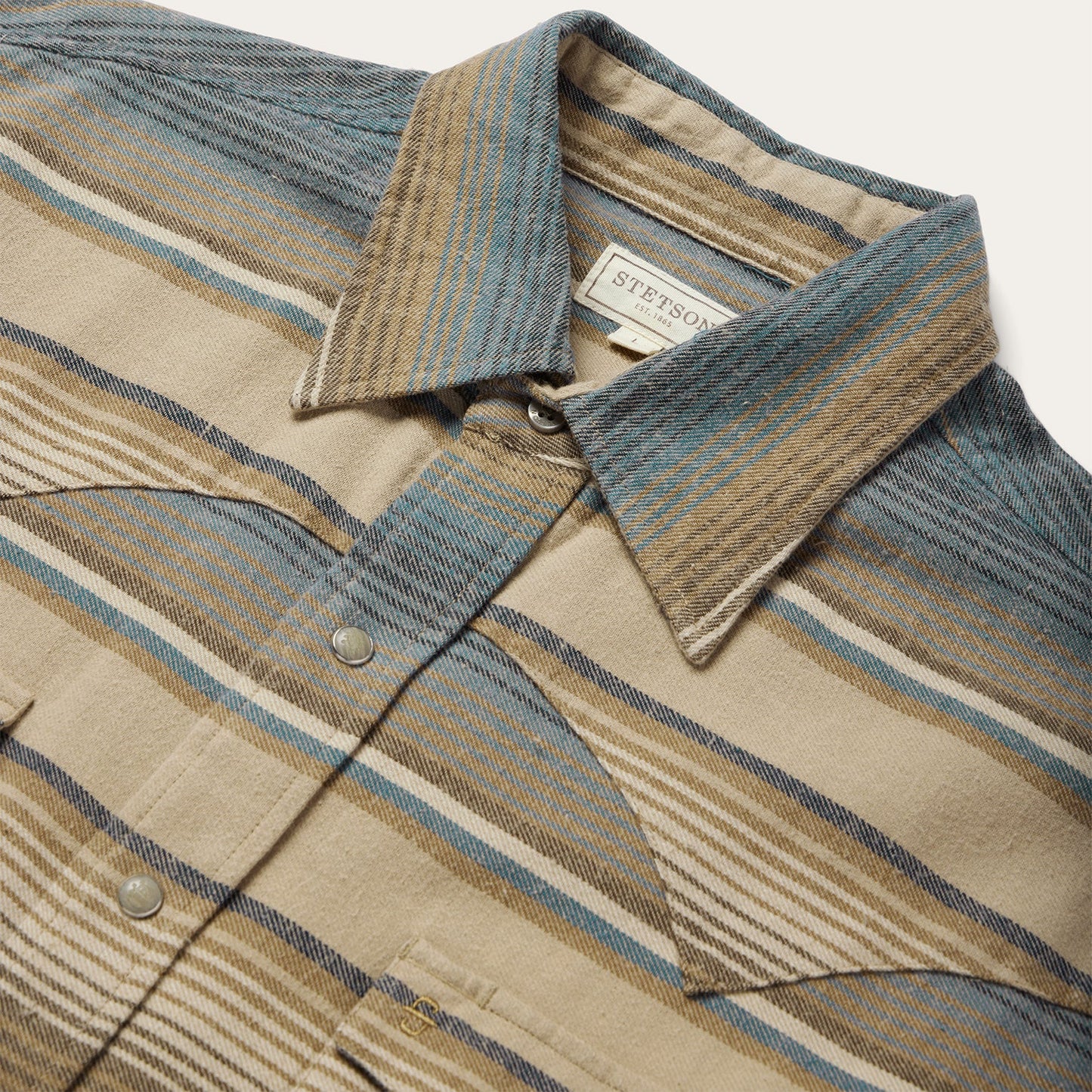 Blue Blue Stripe Flannel Western Shirt / Stetson