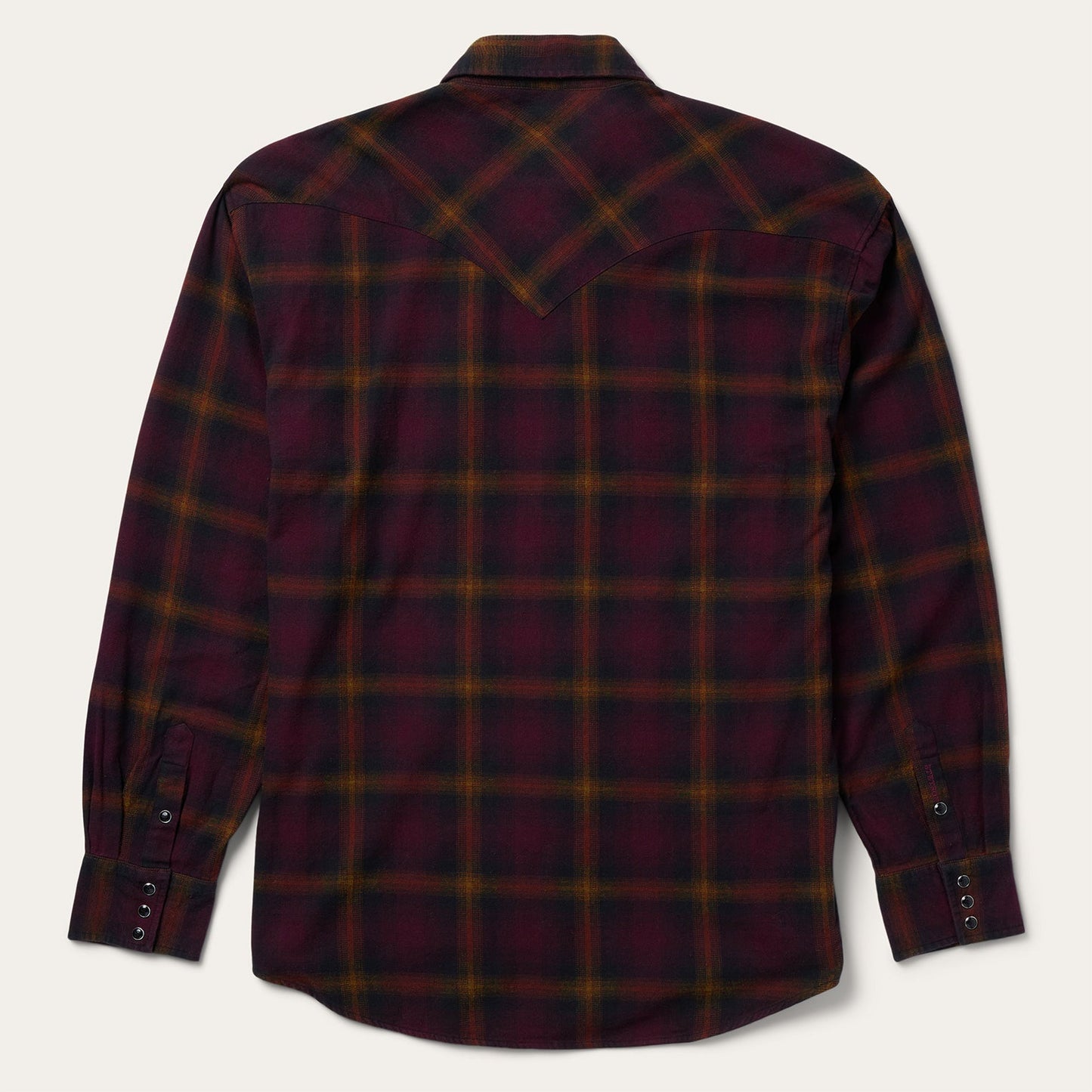 Wine Black Wine Plaid Flannel Western Shirt / Stetson