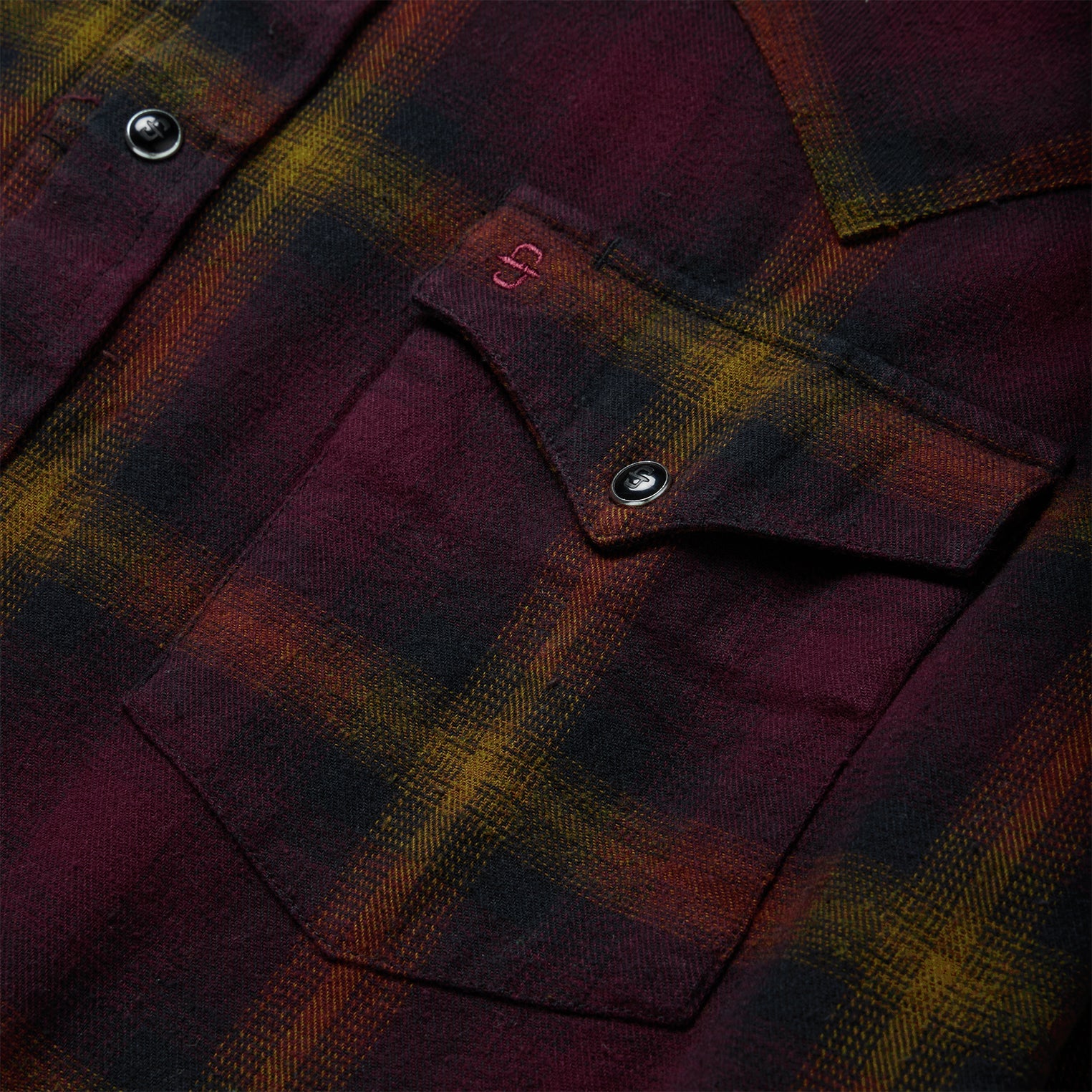 Wine Black Wine Plaid Flannel Western Shirt / Stetson