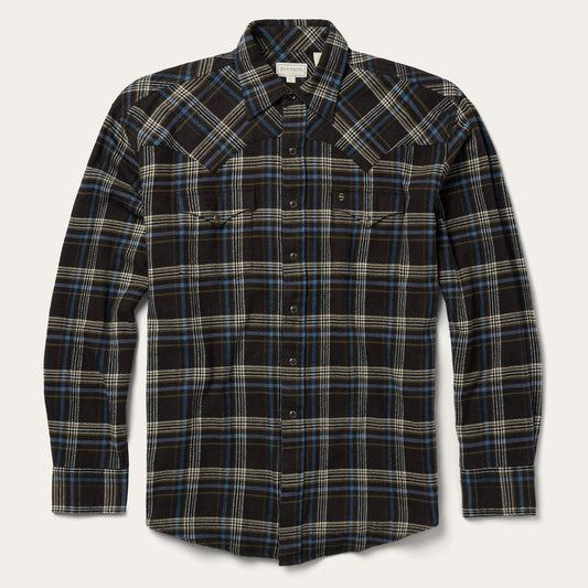 Brown Brown Plaid Flannel Western Shirt / Stetson