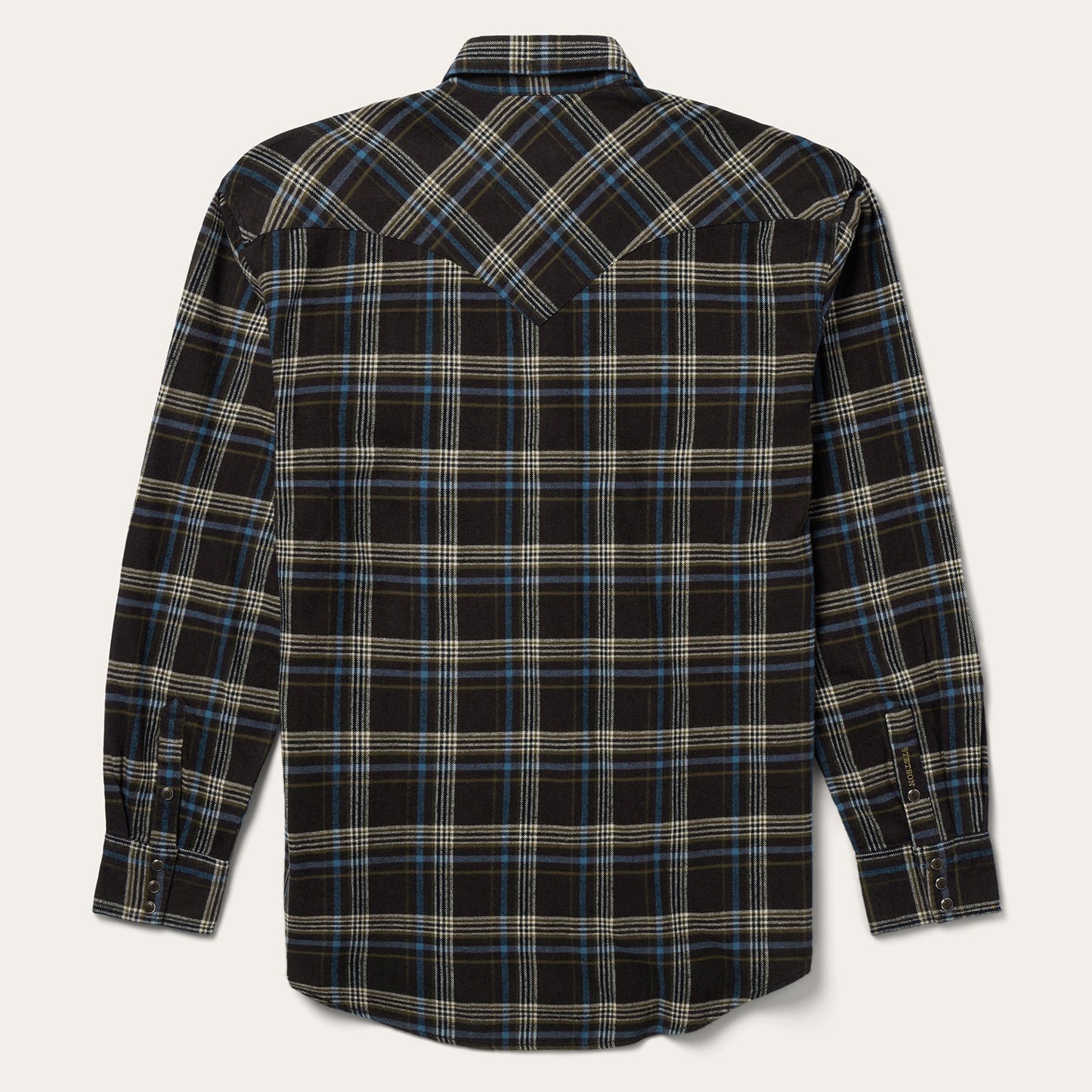 Brown Brown Plaid Flannel Western Shirt / Stetson