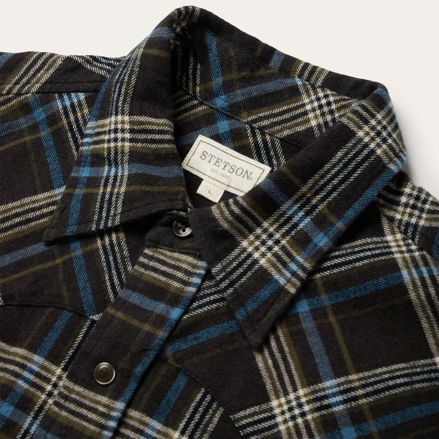 Brown Brown Plaid Flannel Western Shirt / Stetson