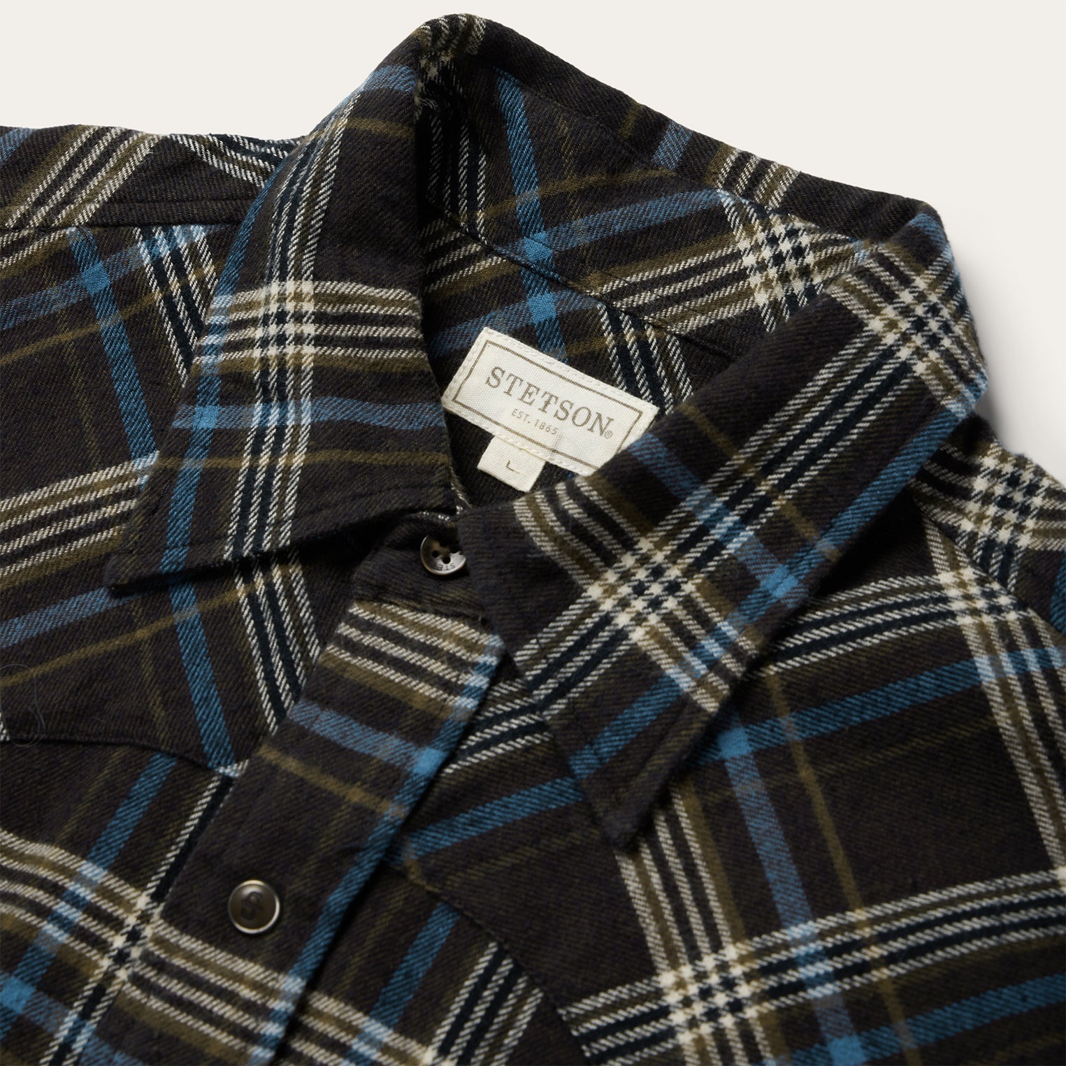 Brown Brown Plaid Flannel Western Shirt / Stetson