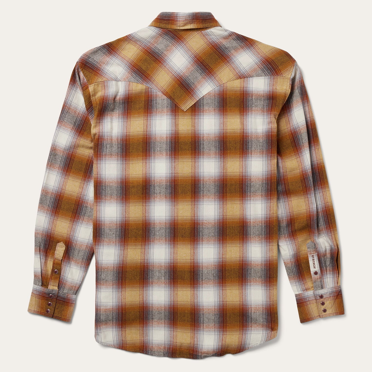 Brown Rust Plaid Flannel Western Shirt / Stetson