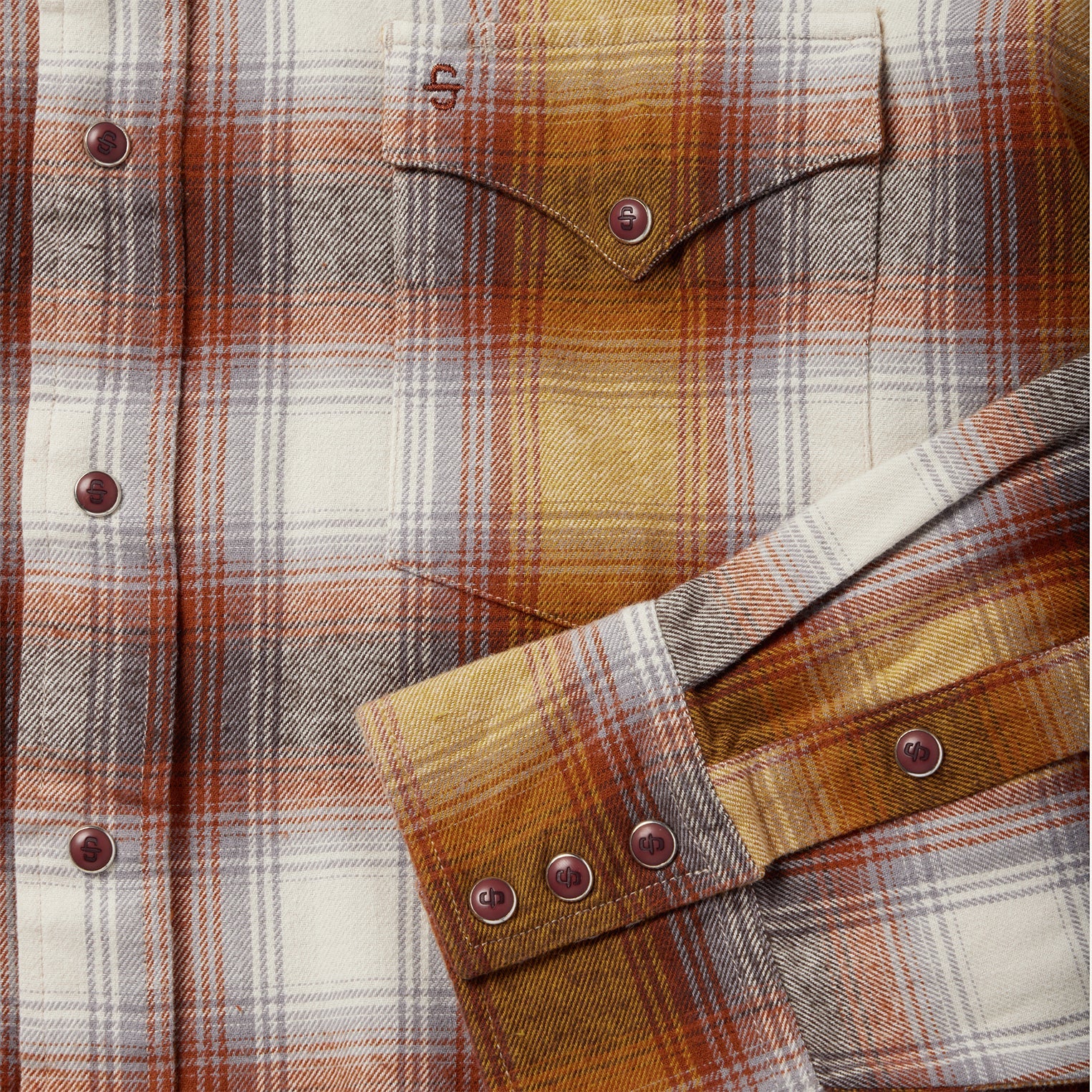 Brown Rust Plaid Flannel Western Shirt / Stetson