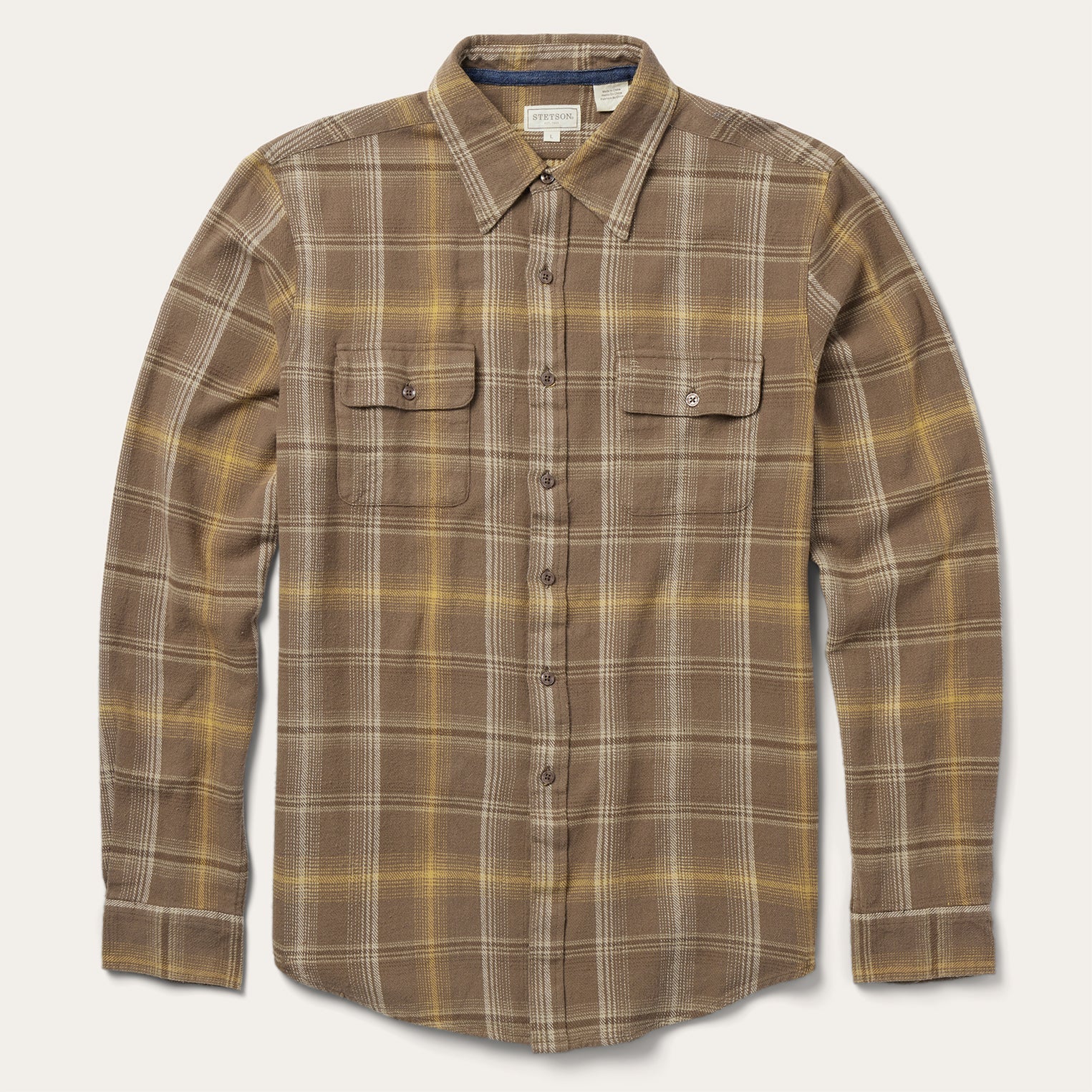 Brown Brown Flannel Button-Front Shirt / Stetson