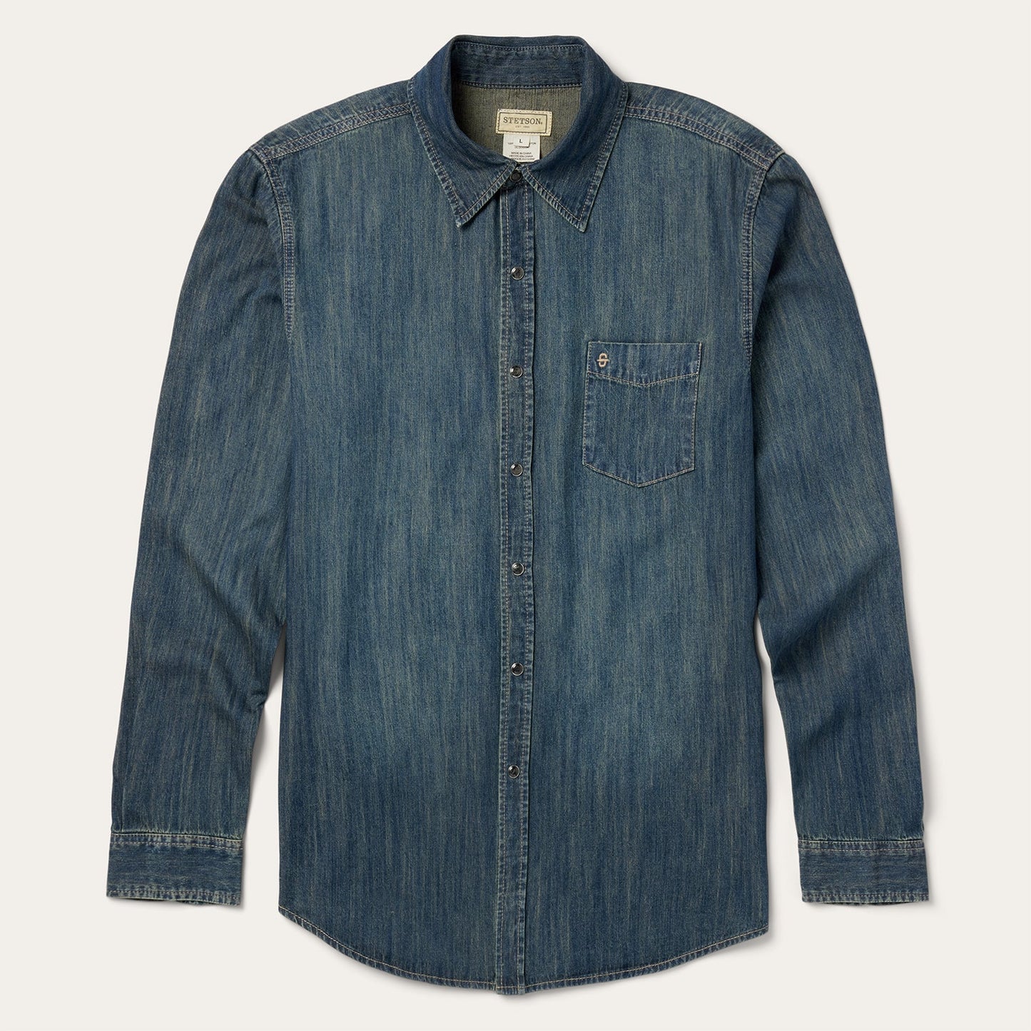 Blue Dark Denim Western Shirt / Stetson