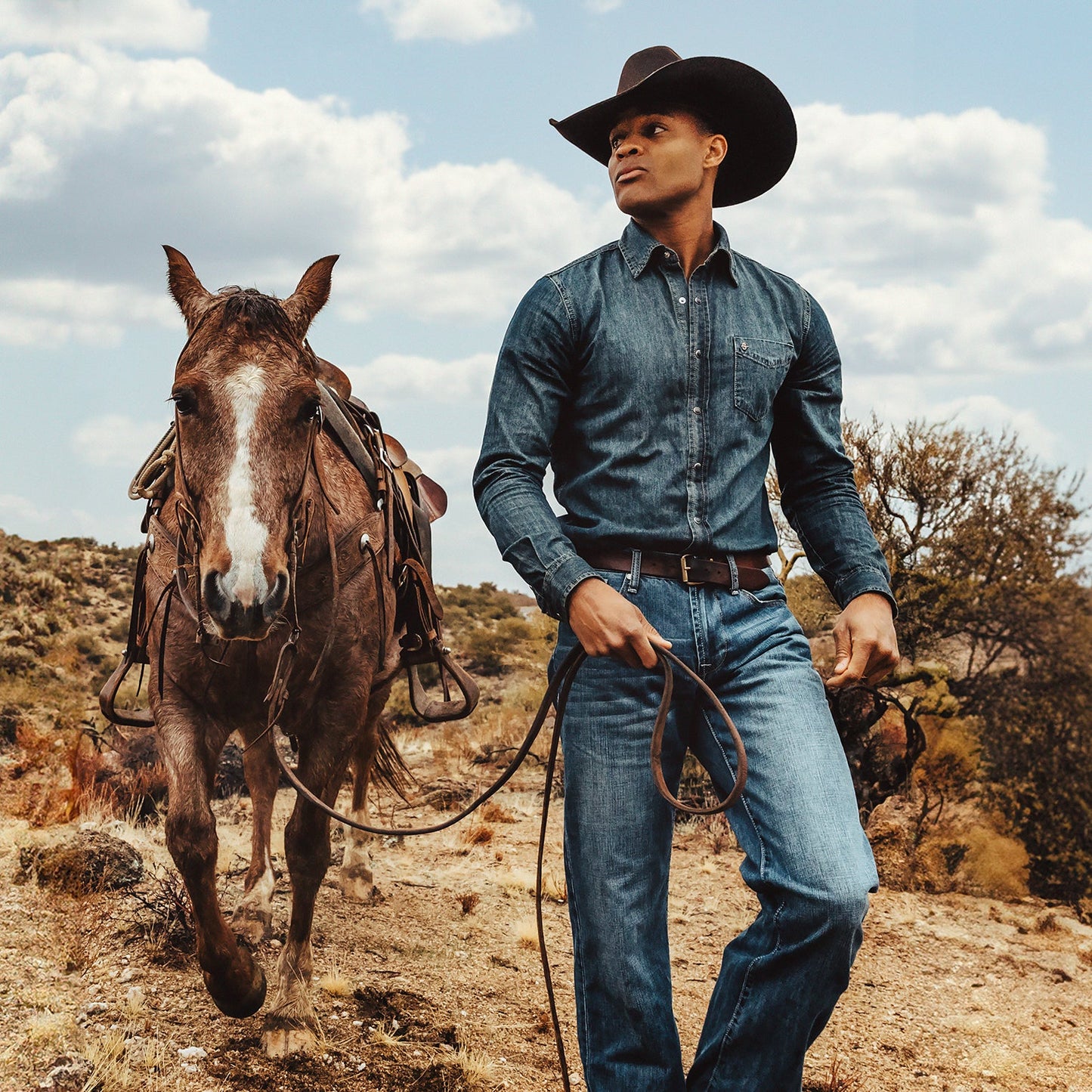 Blue Dark Denim Western Shirt / Stetson