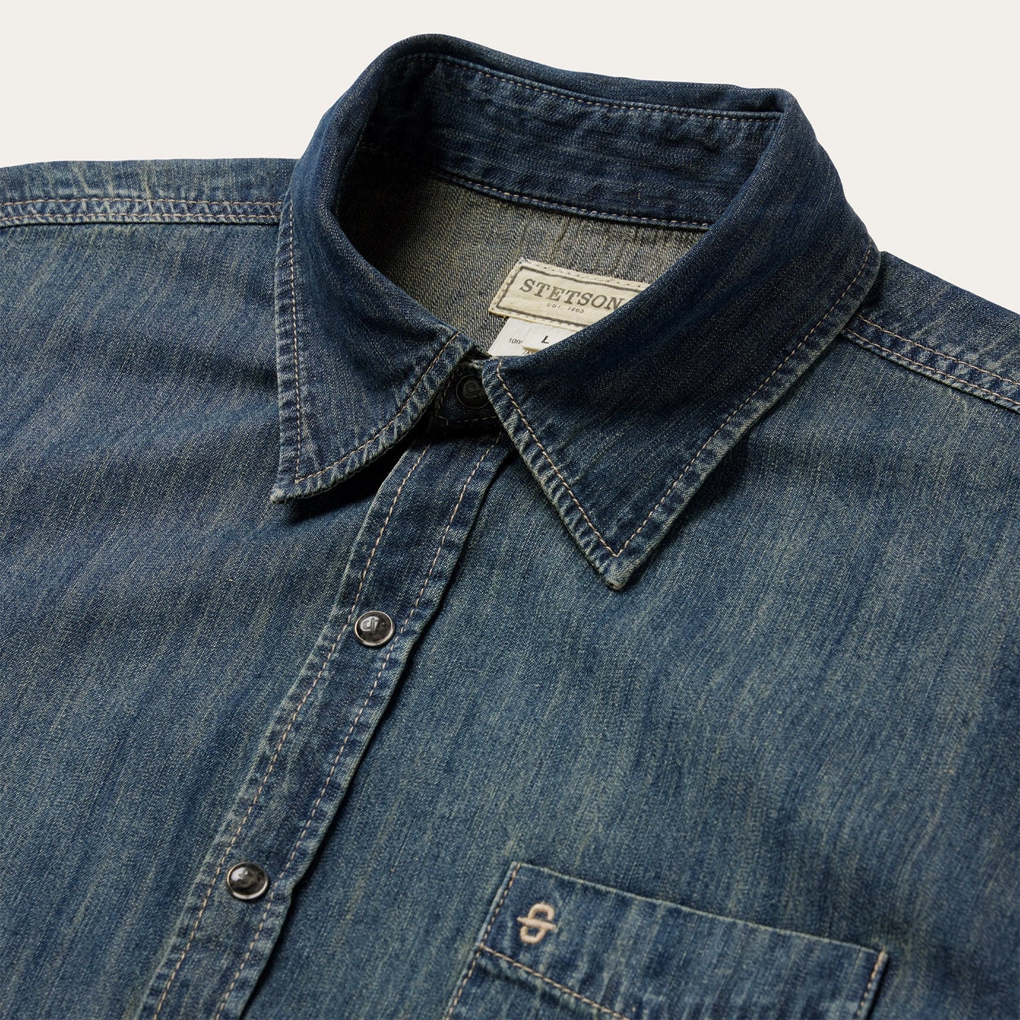 Blue Dark Denim Western Shirt / Stetson