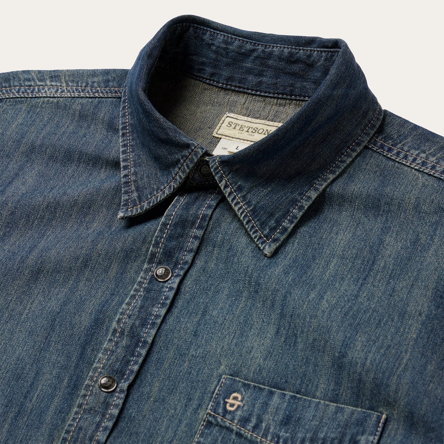 Blue Dark Denim Western Shirt / Stetson