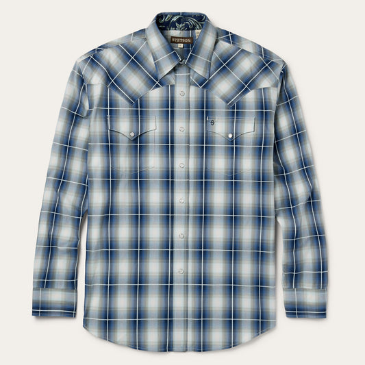 Blue Crystal Plaid Western Shirt / Stetson