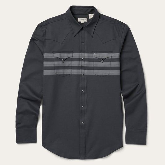 Black Border Stripe Twill Western Shirt / Stetson