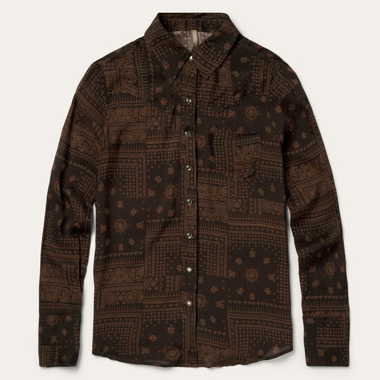 Brown Patchwork Bandana Print Shirt / Stetson