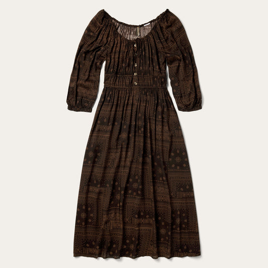 Brown Patchwork Bandana Print Dress / Stetson