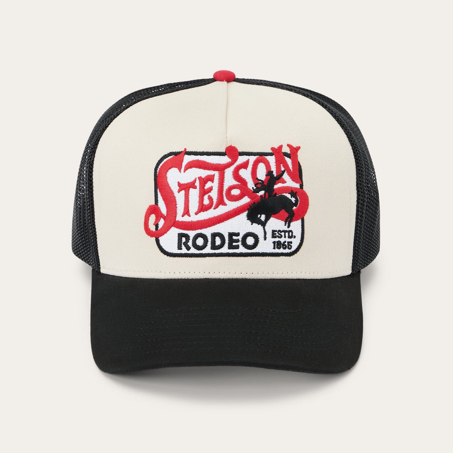 Off White / Black Rodeo Patch Trucker Cap / Stetson