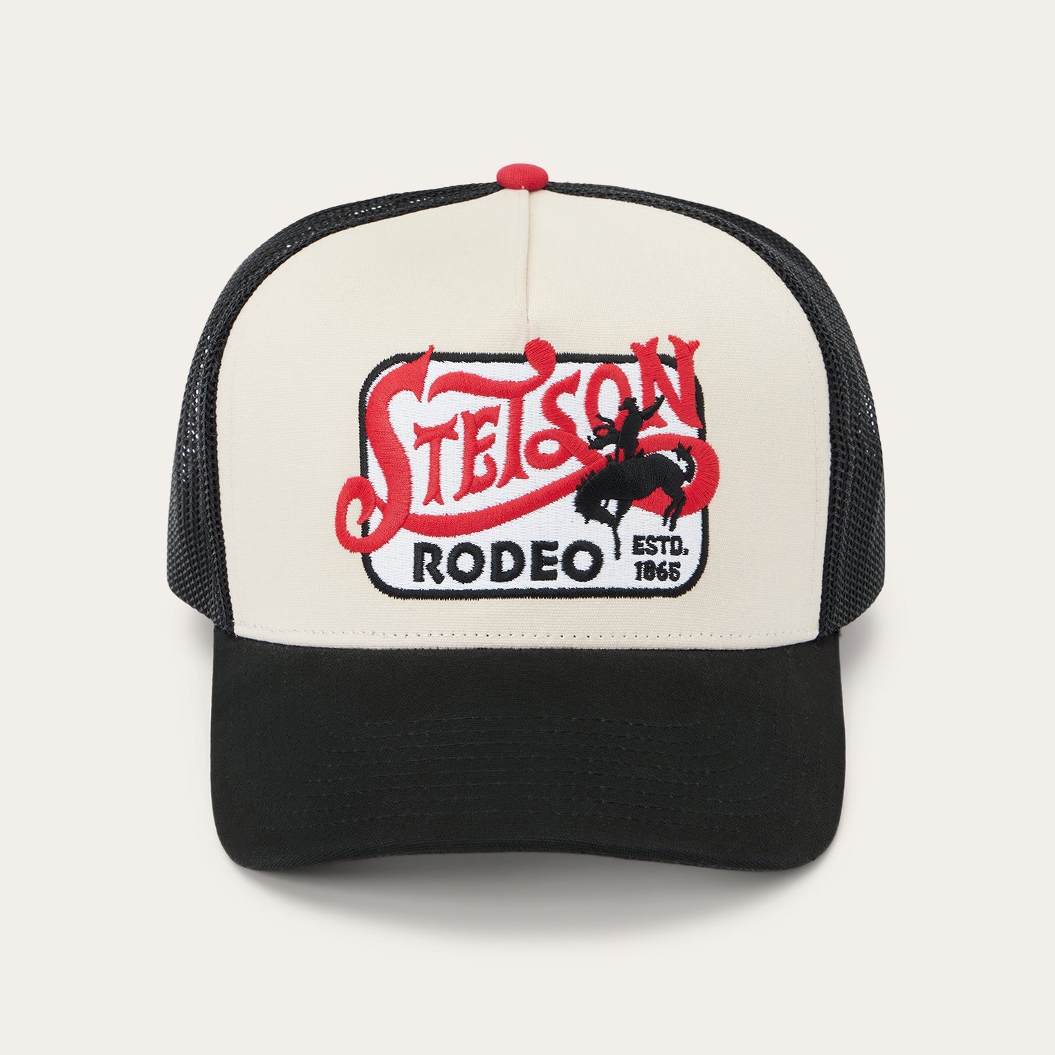 Off White / Black Rodeo Patch Trucker Cap / Stetson