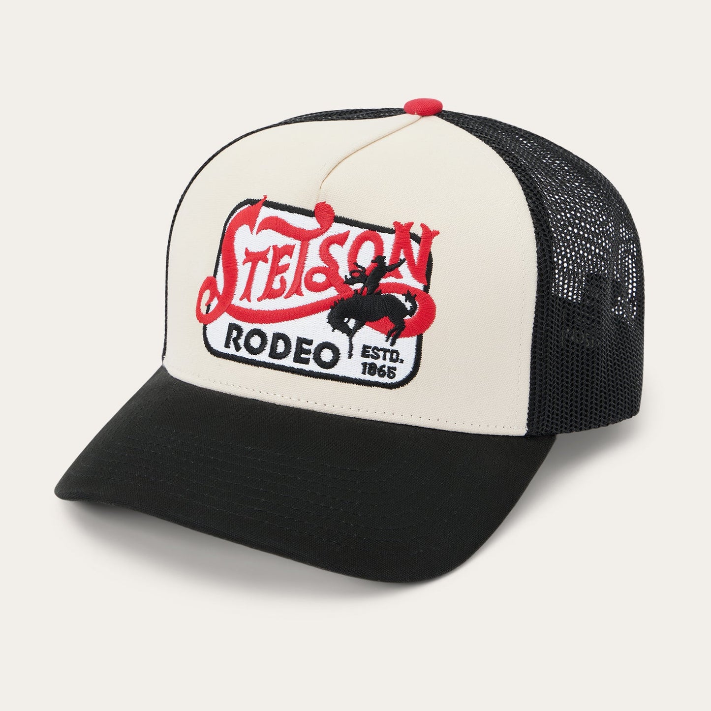 Off White / Black Rodeo Patch Trucker Cap / Stetson