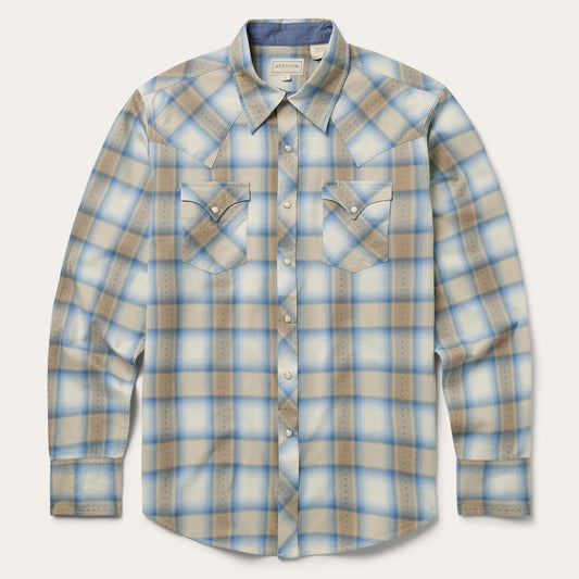Brown Sand Plaid Dobby Western Shirt / Stetson
