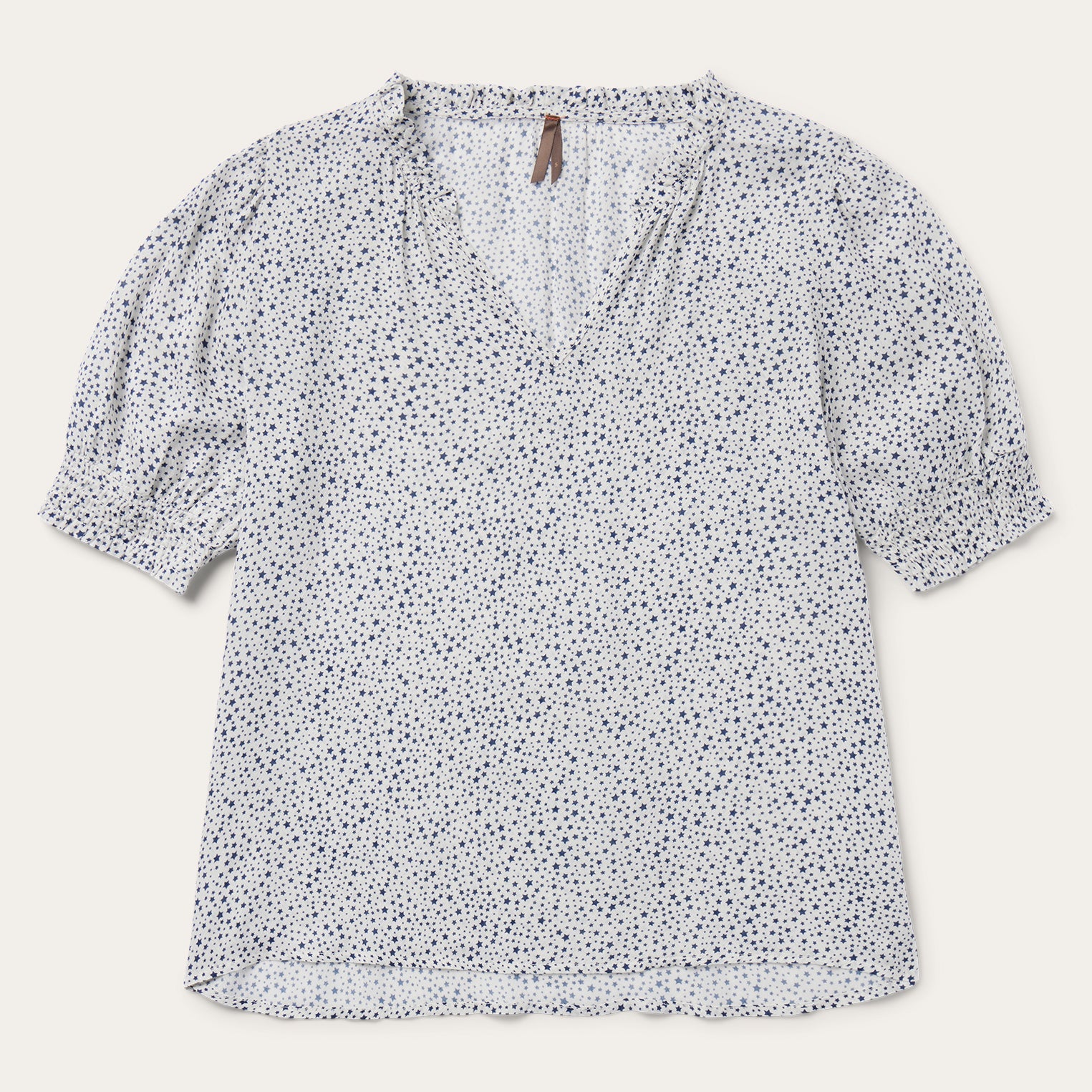 White Stars Print Peasant Blouse / Stetson