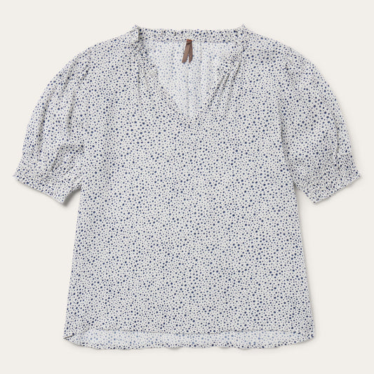 White Stars Print Peasant Blouse / Stetson