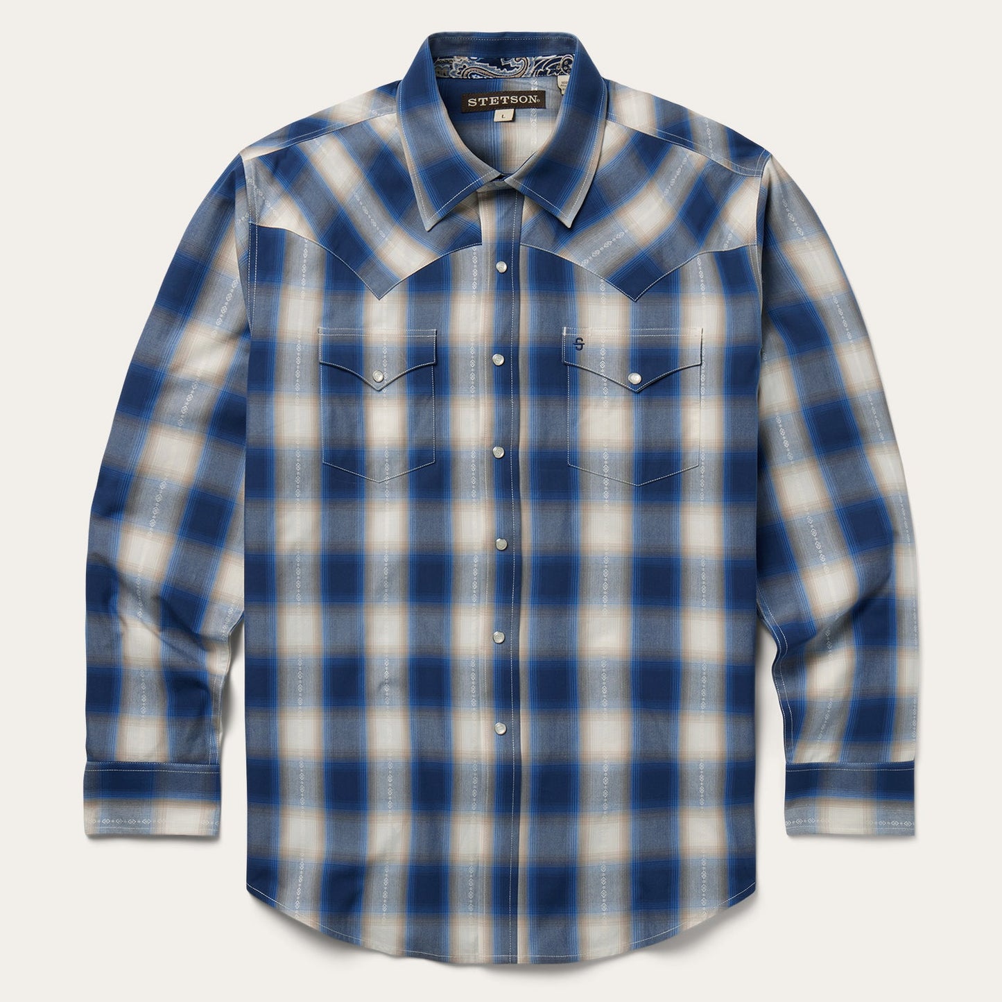 Blue Blue Ombre Plaid Western Shirt / Stetson