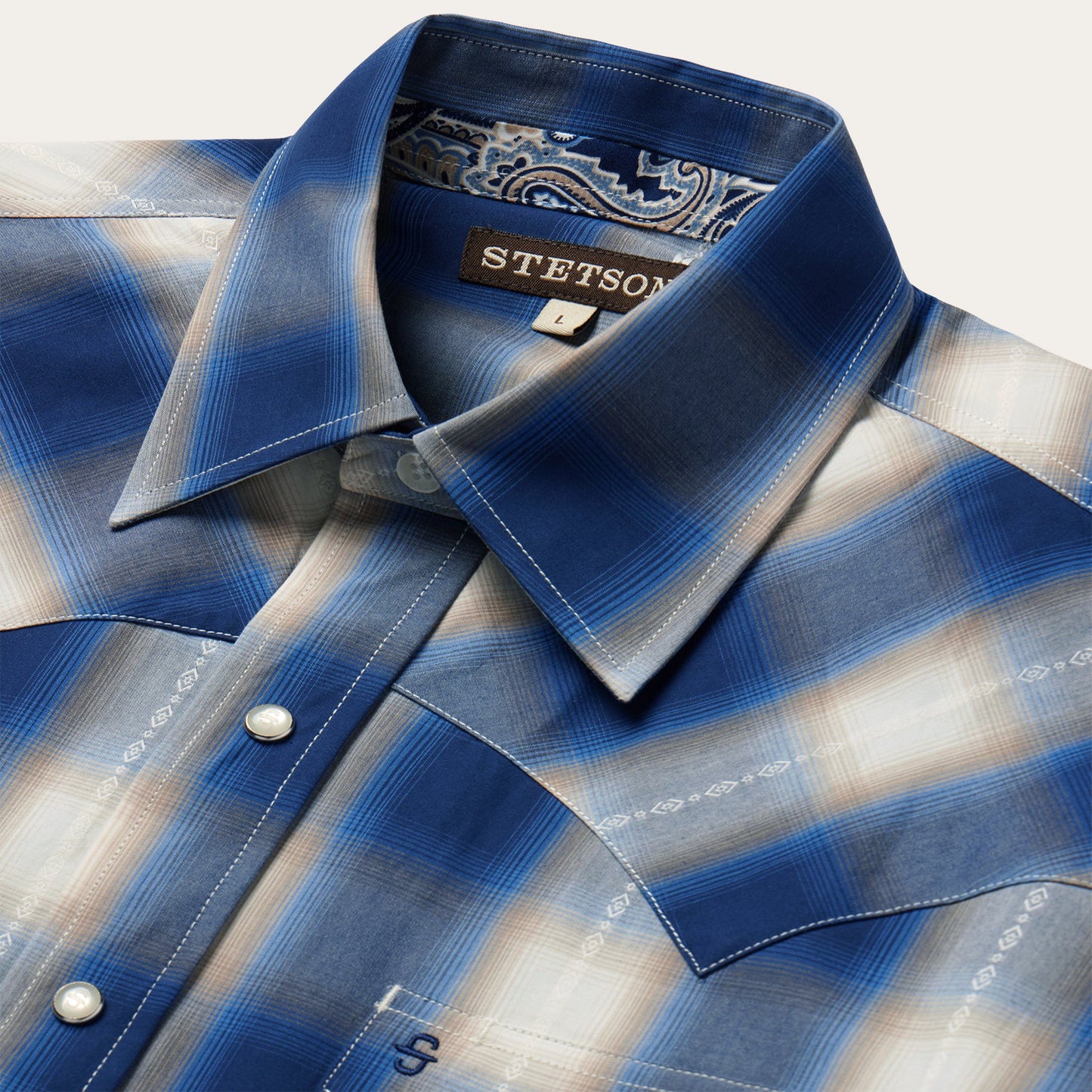 Blue Blue Ombre Plaid Western Shirt / Stetson