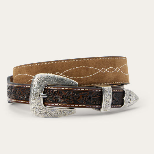 Brown/Sand Tooled Tapered Belt / Stetson