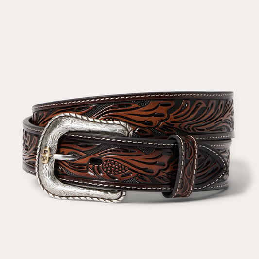 Dark Brown Tooled Belt / Stetson