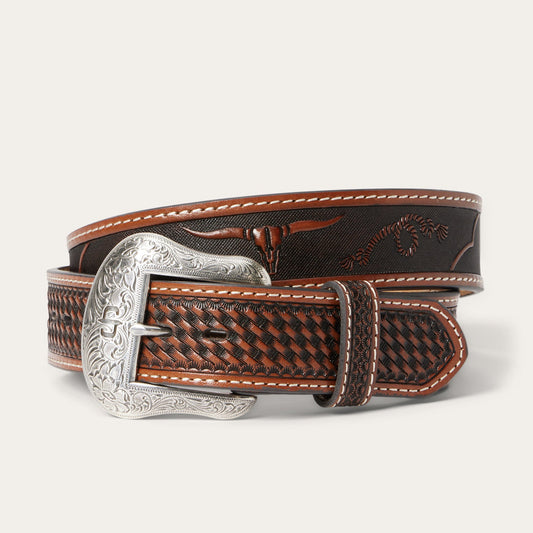 Cognac Western Icons Tooled Belt / Stetson