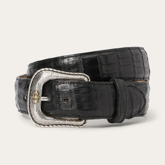 Black Classic Caiman Western Tab Belt / Stetson