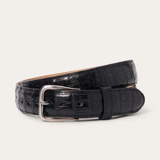 Black Classic Caiman Western Tab Belt - 1 1/4" Width / Stetson