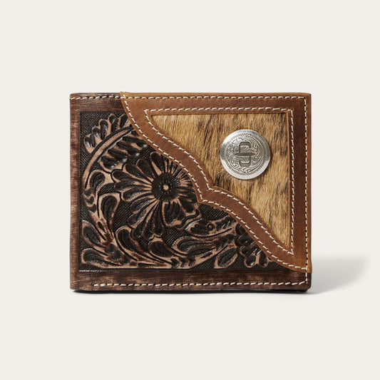 Vintage Brown Hair-On-Hide Concho Bi-Fold Wallet / Stetson