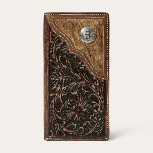Vintage Brown Hair-On-Hide Concho Checkbook / Stetson