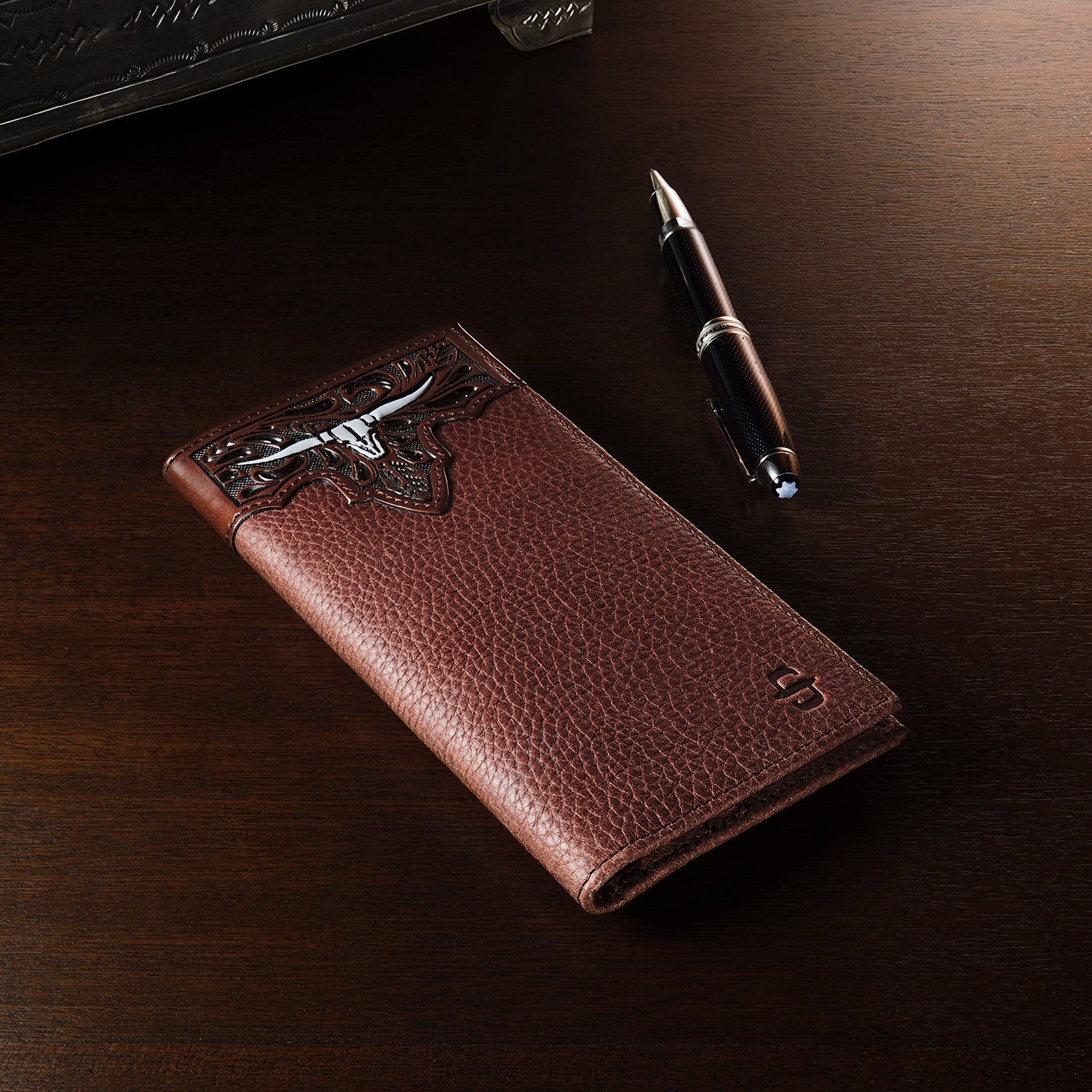 Brown Steer Head Checkbook / Stetson