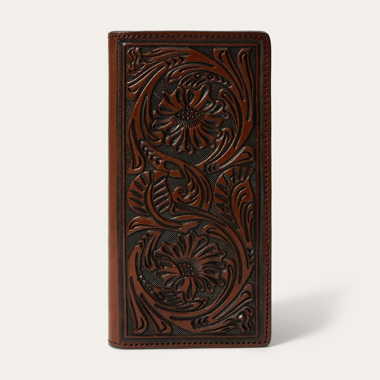Brown Tooled Checkbook / Stetson