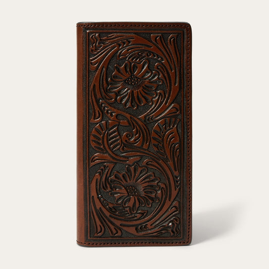 Brown Tooled Checkbook / Stetson