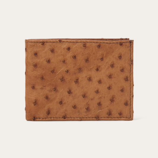 Antique Cognac Ostrich Bi-Fold Wallet / Stetson