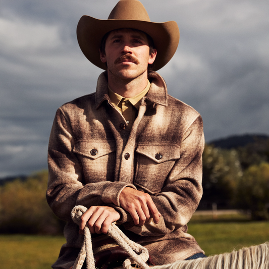 Brown Wool Plaid Shirt Jacket / Stetson